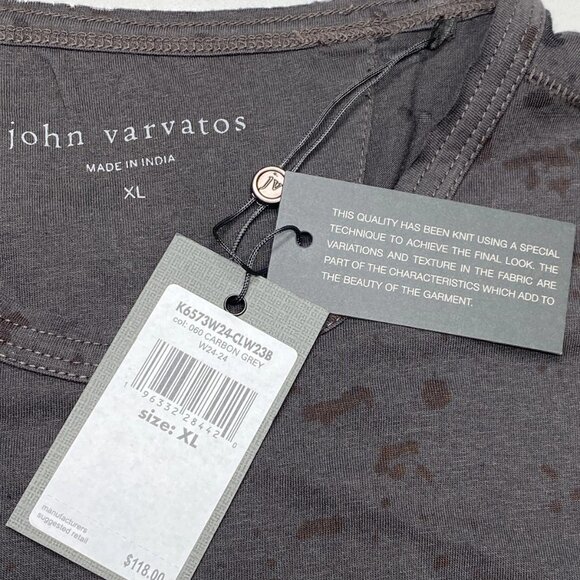 NEW JOHN VARVATOS Men's Eden Burnout Crewneck Tee Carbon Grey Size XL NWT - Picture 4 of 8